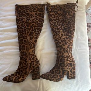 One one time sticker still on bottom … leopard high heel boot